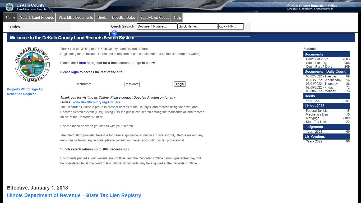 Welcome to the DeKalb County Land Records Search System